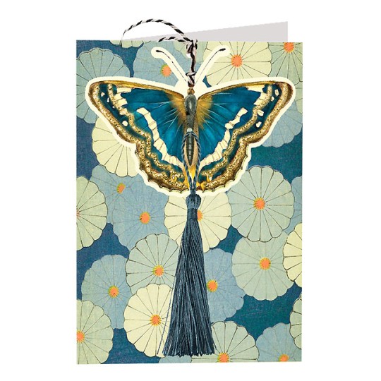 Blue Butterfly with Tassel Card ~ England